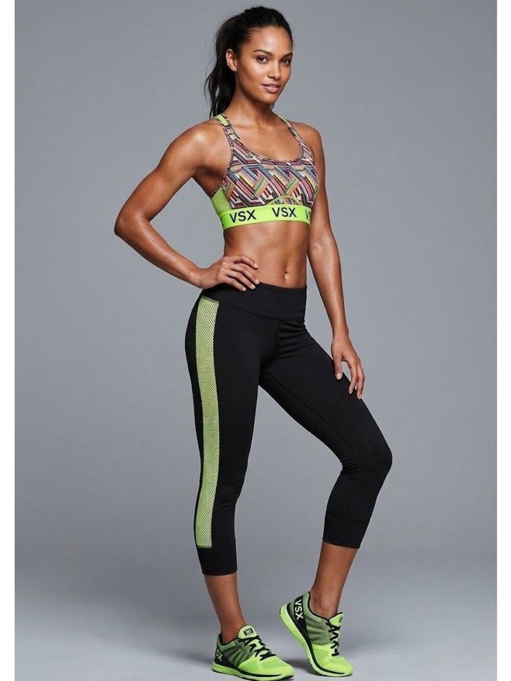 Victoria's Secret Sport Tribal Printed Sports Bra Legging Set Black S